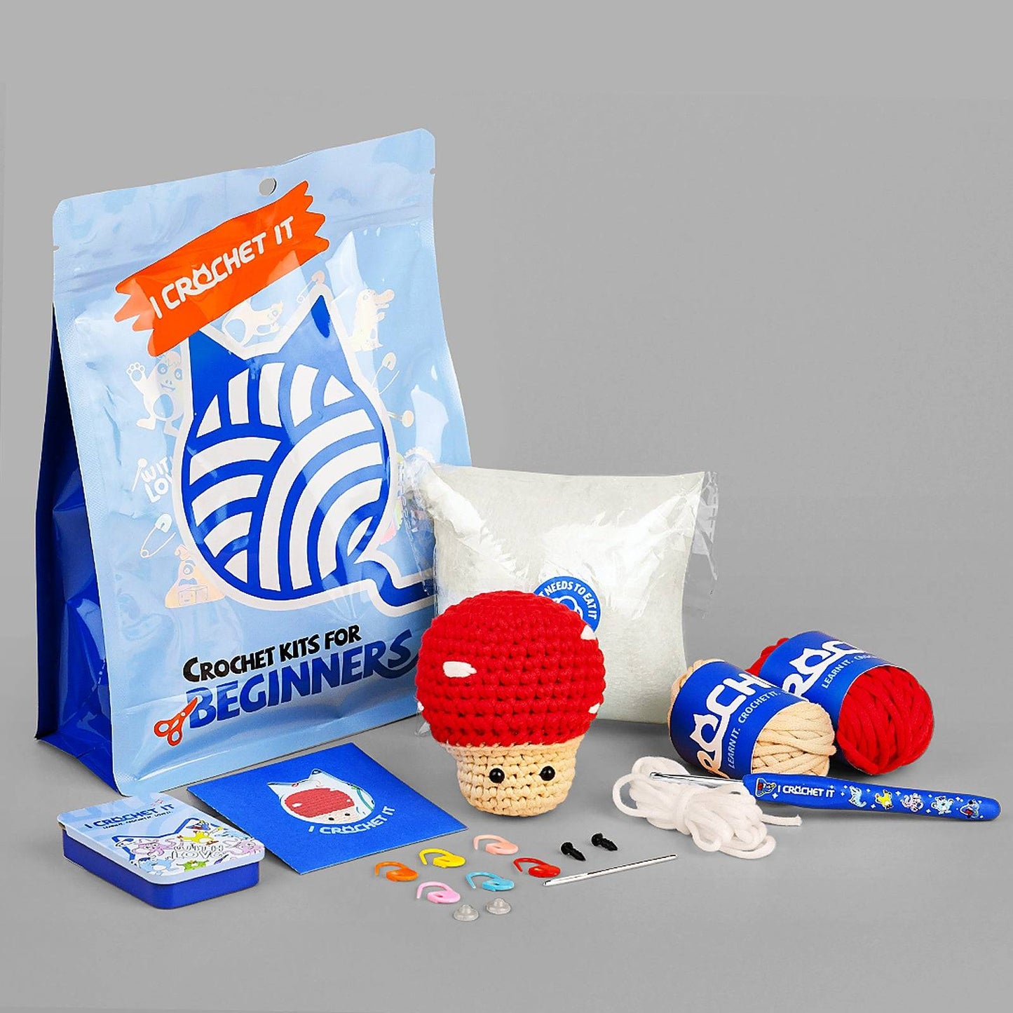 Whimsical Mushroom Dotty Crochet Kit for Beginners - ICrochetIt