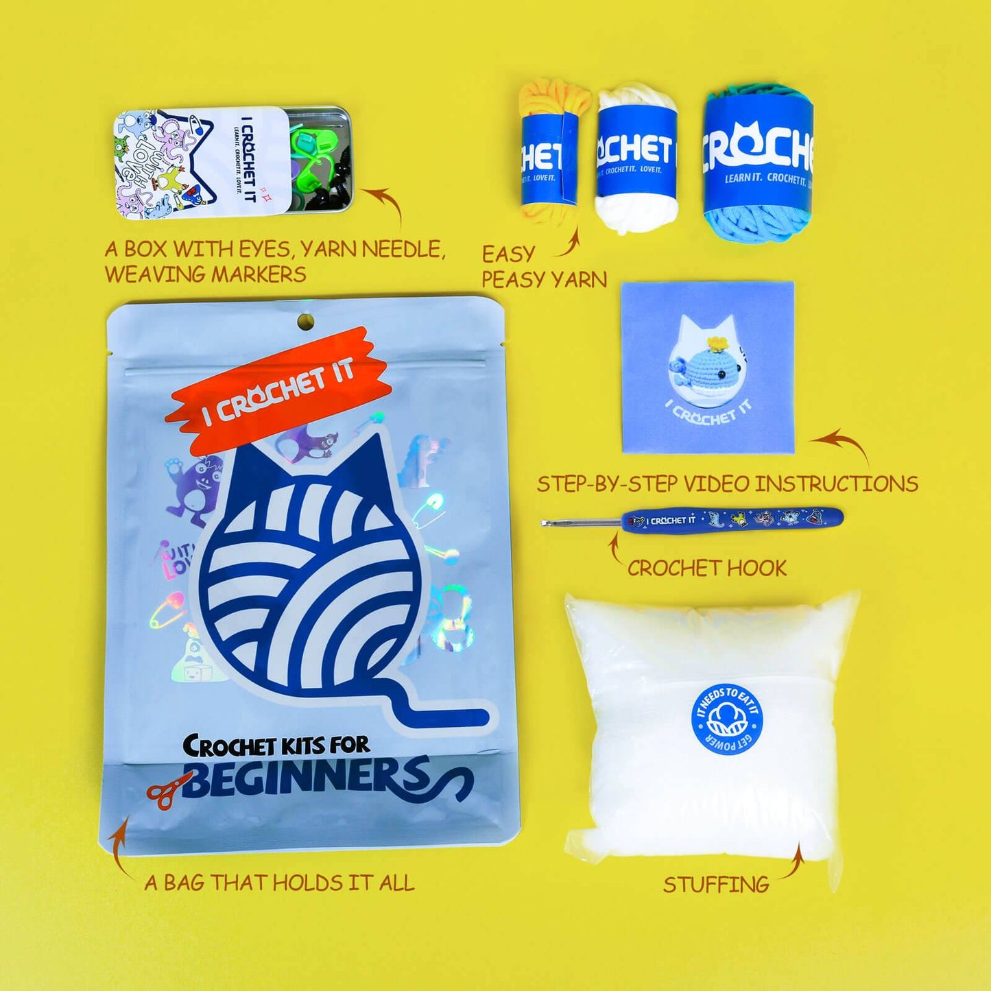 Blue Whale Bobi crochet | kit for beginners - ICrochetIt