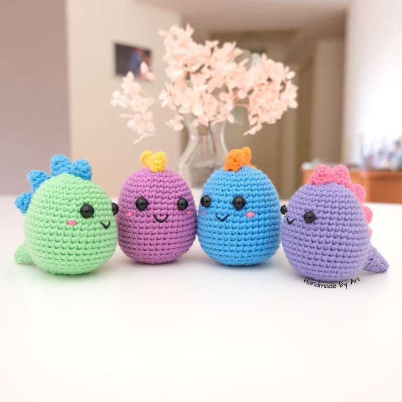 Free Colourful Mini Dino Crochet Patterns Free Colourful Mini Dino Crochet Patterns - finished product cover photo