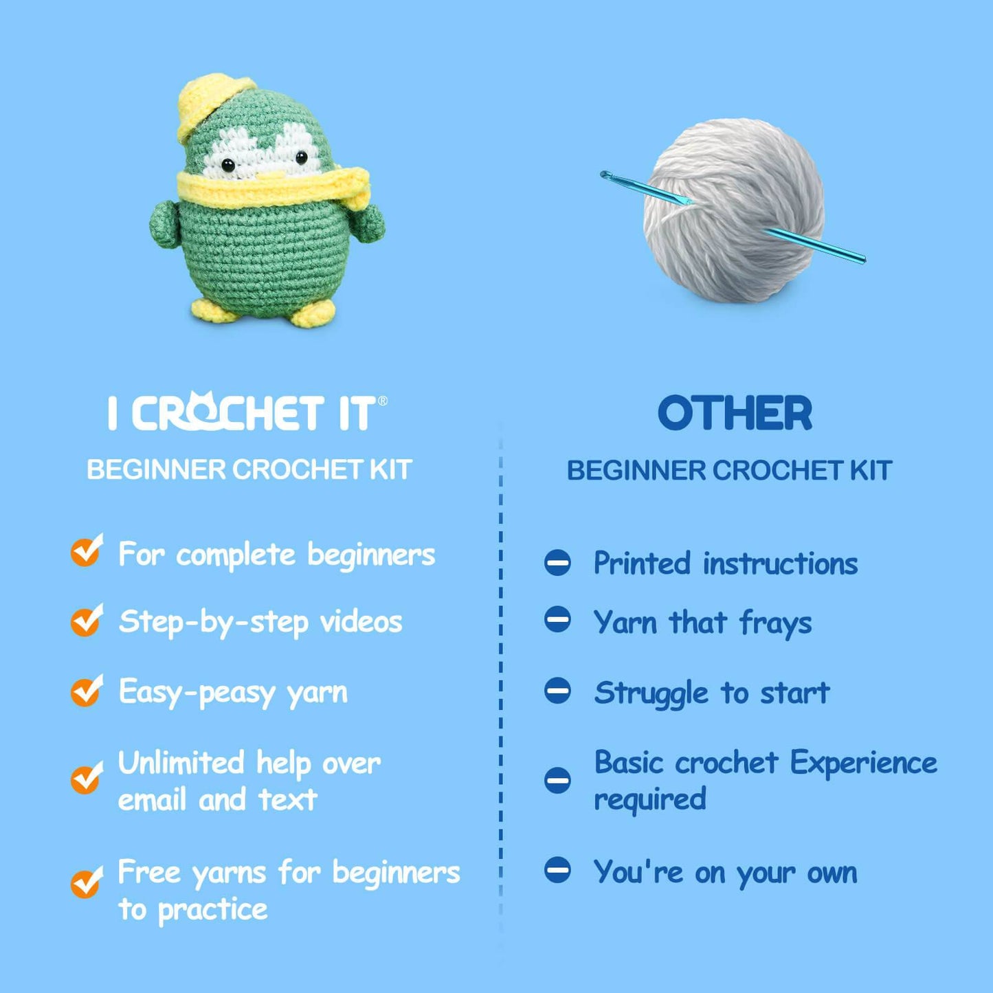 Penguin Lucky Crochet Kit for beginners kids - ICrochetIt