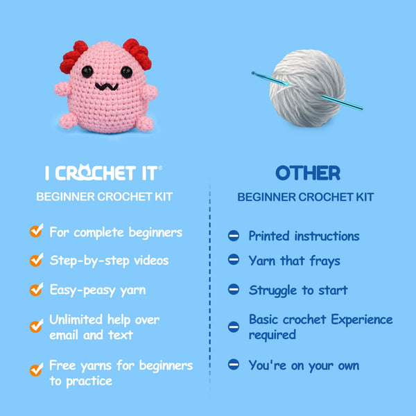 Cute Axolotl Woolper Beginner Crochet Kit