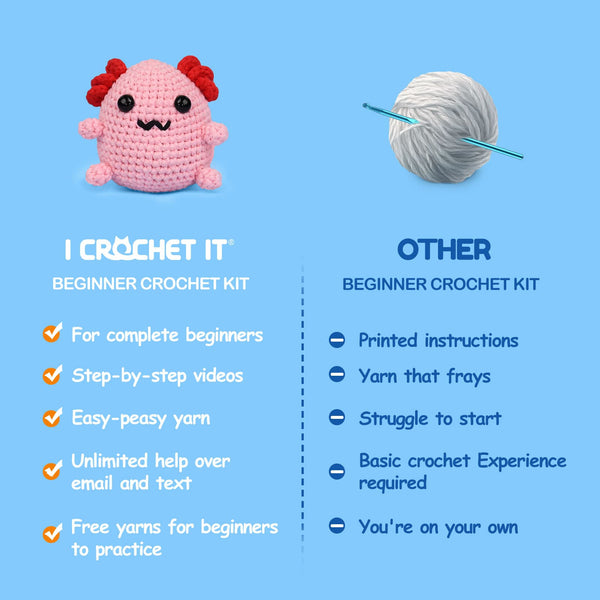 Cute Axolotl Woolper Beginner Crochet Kit - ICrochetIt