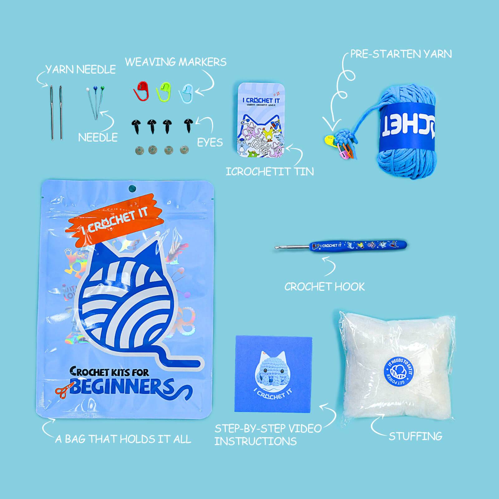 Waka Blue Octopus | Crochet Kit for Beginners - ICrochetIt